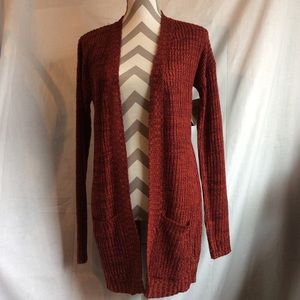 Love Womens Rust & Maroon Open Front Cardigan NWOT